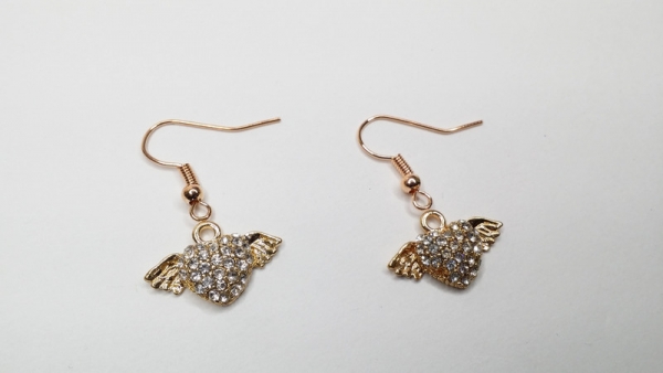 Flügelherz Ohrringe hell goldfarben heart